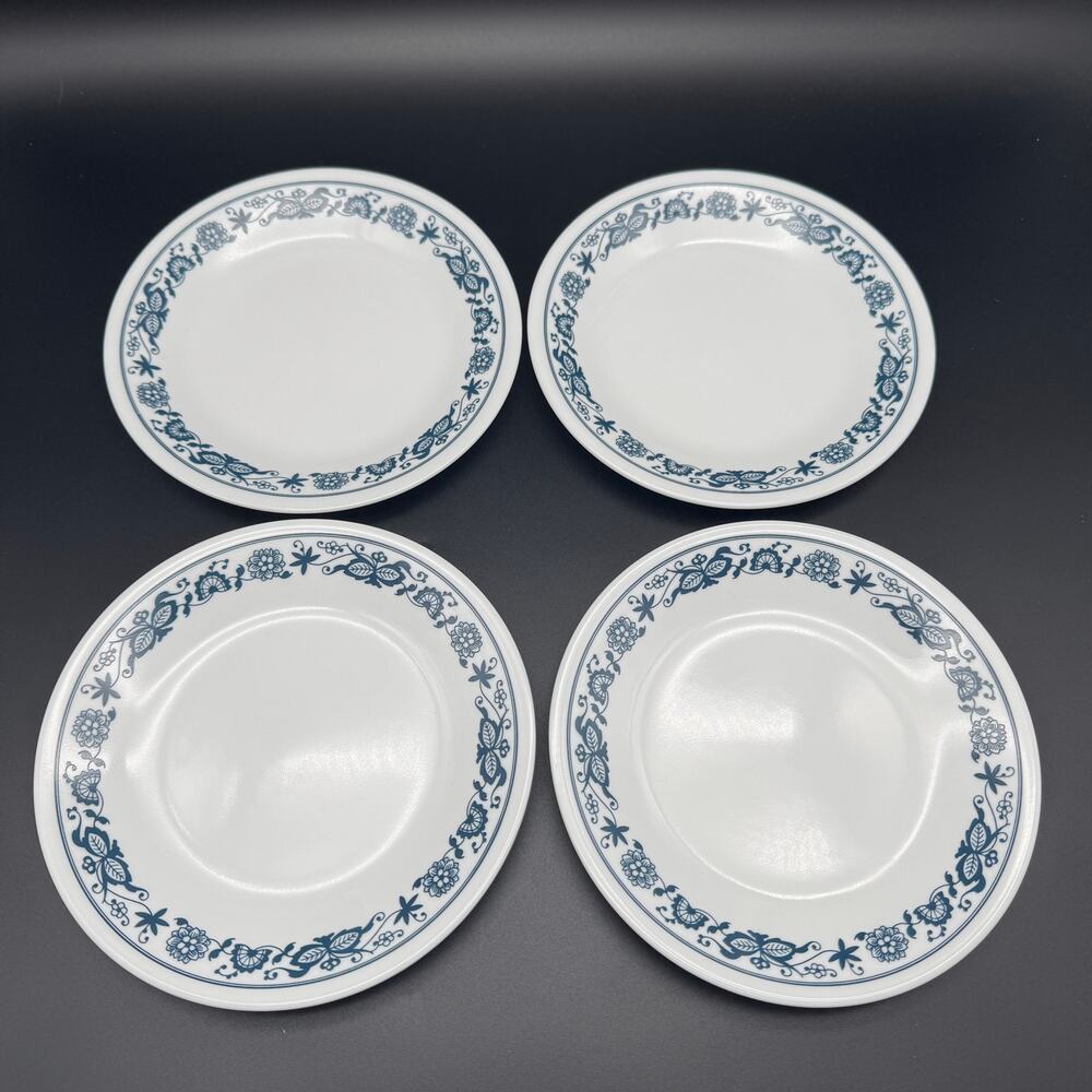 Vintage Corelle Old Town Blue Onion Salad Plates Set of 4 Corning USA